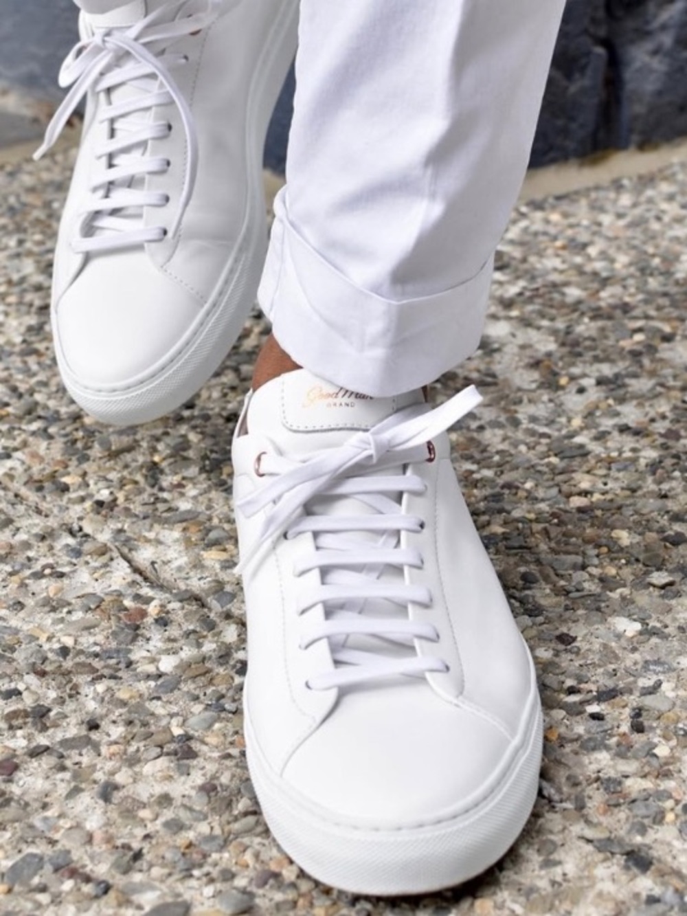 Good Man Brand Edge White Leather Casual Sneaker Men’s 10 Mono Low Top